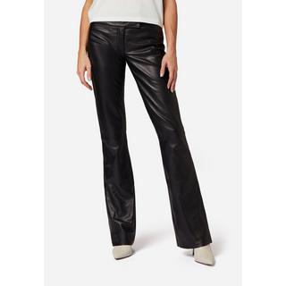 RICANO  Pantaloni in pelle da donna, taglio basso 2, design semplice con taglio boot cut. 