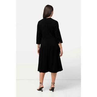 Ulla Popken  Punto-di-Roma-Kleid, A-Linie, V-Ausschnitt, 3/4-Arm 