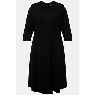 Ulla Popken  Punto-di-Roma-Kleid, A-Linie, V-Ausschnitt, 3/4-Arm 