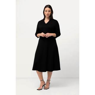 Ulla Popken  Punto-di-Roma-Kleid, A-Linie, V-Ausschnitt, 3/4-Arm 