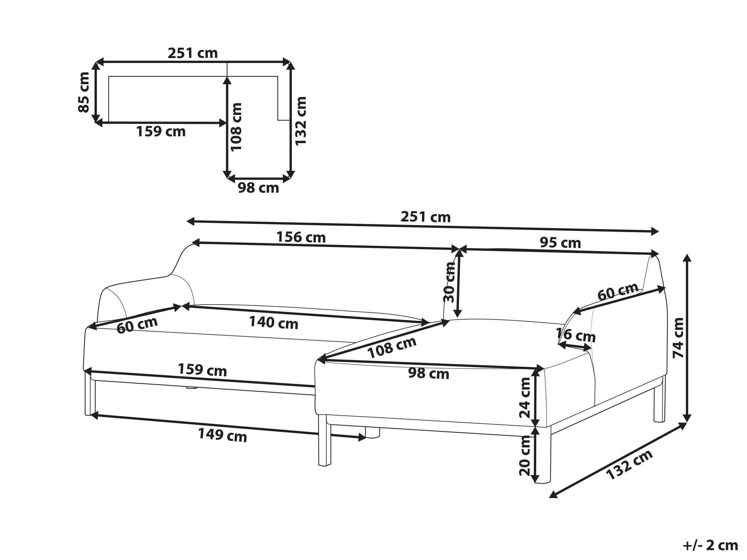 Beliani Linksseitiges Ecksofa aus Stoff Skandinavisch SOSJO  