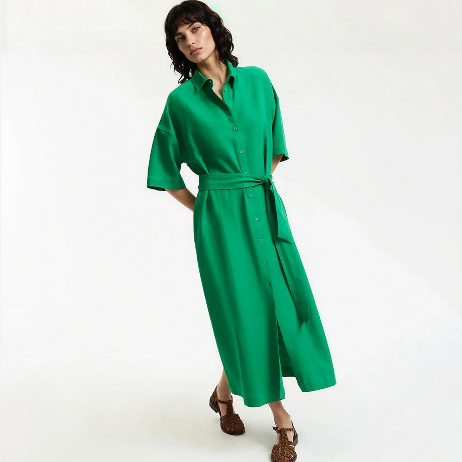 La Redoute Collections Abito Camicia Lungo Maniche Gomito Cinturato  