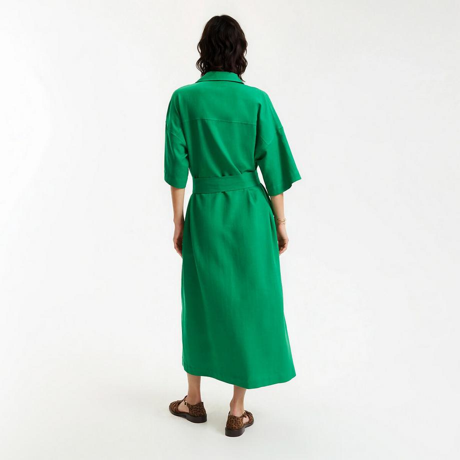 La Redoute Collections Abito Camicia Lungo Maniche Gomito Cinturato  