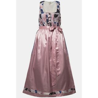 Ulla Popken Dirndl Fantasia Floreale Bottoni Decorativi Scollo Quadrato  