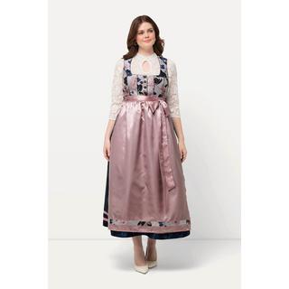 Ulla Popken  Dirndl, Blüten, Schmuckknöpfe, Carree-Ausschnitt, ärmellos 