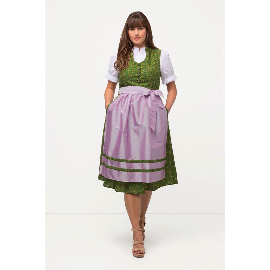 Ulla Popken Dirndl Fantasia Floreale Bottoni Decorativi Scollo a V Senza Maniche  