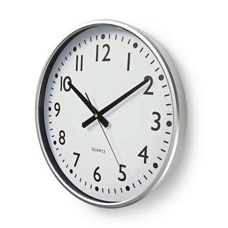 Nedis Horloge murale | Diamètre : 380 mm | Plastique | Argent / Blanc  