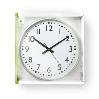 Nedis Horloge murale | Diamètre : 380 mm | Plastique | Argent / Blanc  