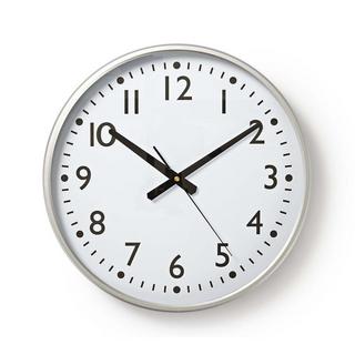 Nedis Horloge murale | Diamètre : 380 mm | Plastique | Argent / Blanc  