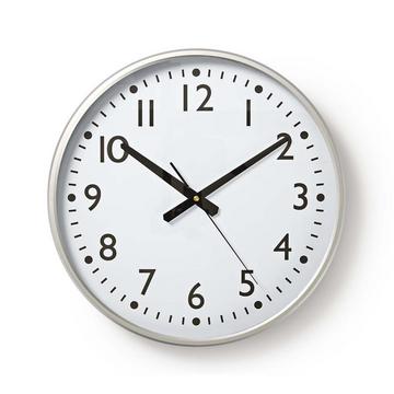 Horloge murale | Diamètre : 380 mm | Plastique | Argent / Blanc