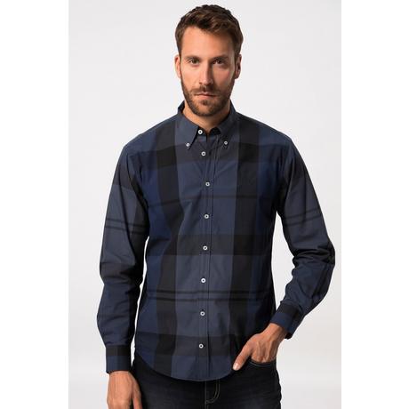 JP1880  Camicia a quadri dalla vestibilità moderna con maniche lunghe e colletto button-down, fino alla tg. 8XL 