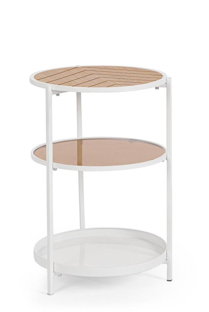 mutoni Tavolino Haldor bianco-naturale rotondo 40  