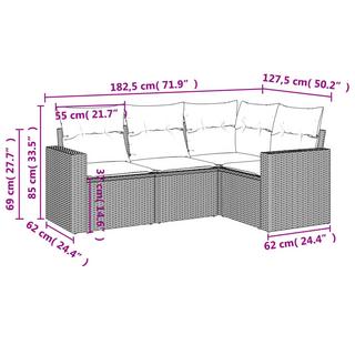 VidaXL Ensemble de canapés de jardin rotin synthétique  