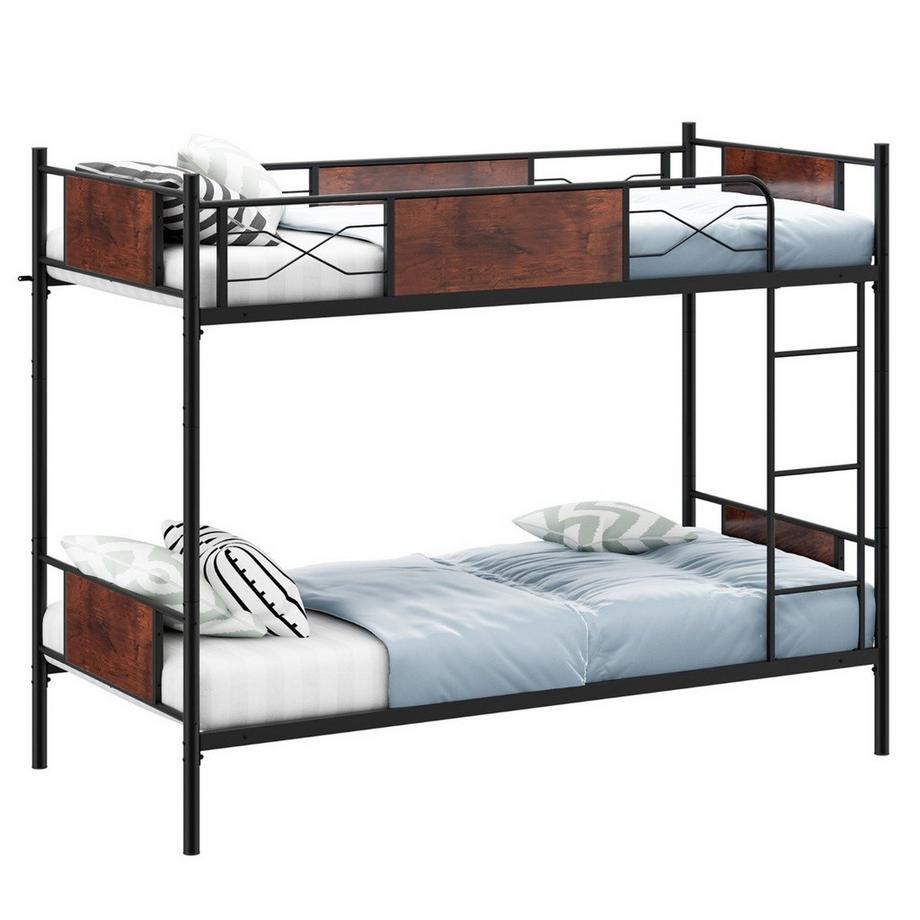 B2X  2-in-1 Umbaubares Doppelstockbett aus Metall mit Leiter & Kippschutz Etagenbett 190 x 90 cm 