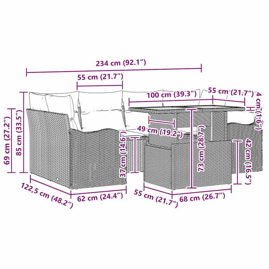 VidaXL Ensemble de canapé de jardin poly rattan  