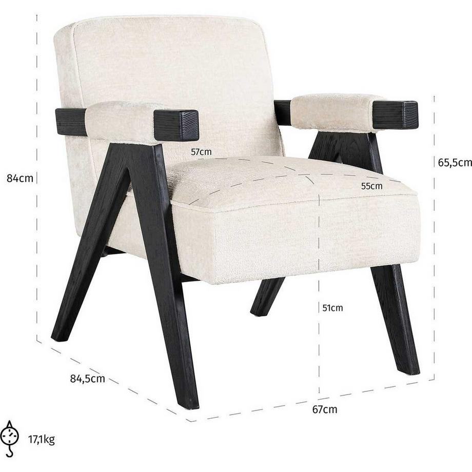 mutoni Fauteuil Cooper chenille blanc  