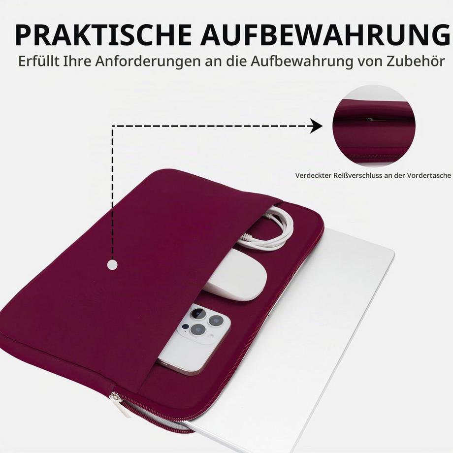 Only-bags.store Fodero per Laptop con Tasca Accessori con Cerniera  