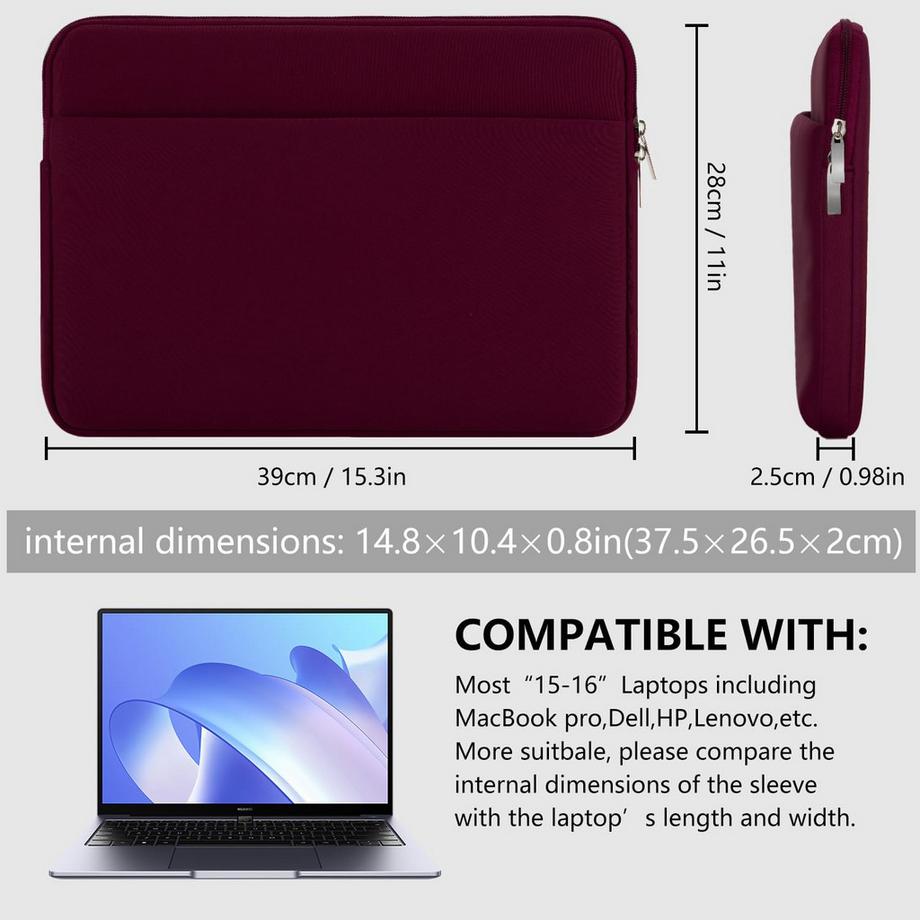Only-bags.store Fodero per Laptop con Tasca Accessori con Cerniera  