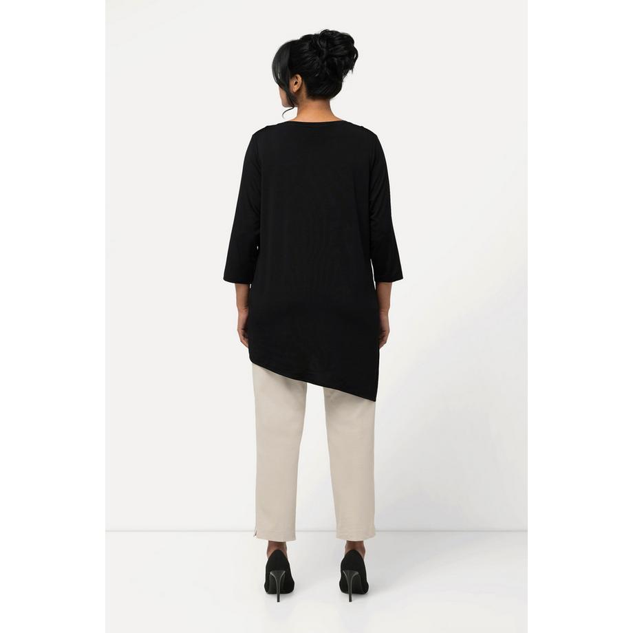 Ulla Popken T-shirt Slinky Effet Superposition Coupe A V-Col Manches 3/4  