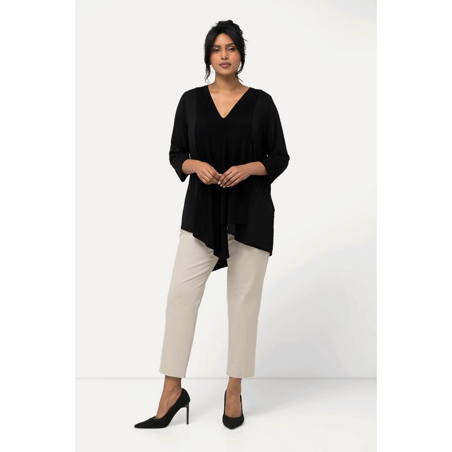 Ulla Popken T-shirt Slinky Effet Superposition Coupe A V-Col Manches 3/4  