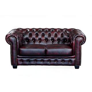 LINEA SOFA Chesterfield Ledersofa 2Sitzer Büffelleder braun BRENTON  