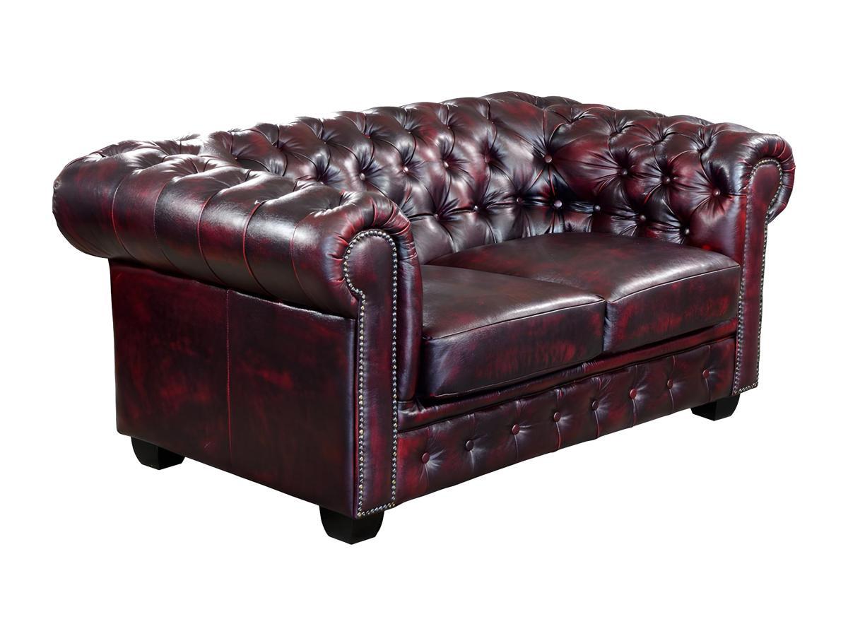 LINEA SOFA Chesterfield Ledersofa 2Sitzer Büffelleder braun BRENTON  