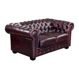 LINEA SOFA Chesterfield Ledersofa 2Sitzer Büffelleder braun BRENTON  