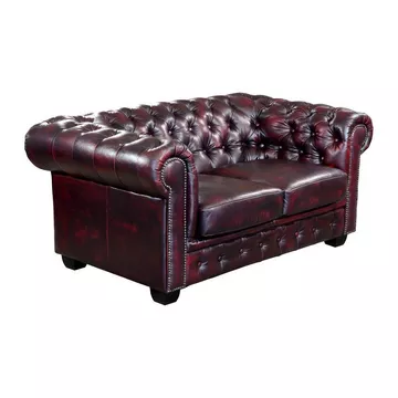 Chesterfield Ledersofa 2Sitzer Büffelleder braun BRENTON