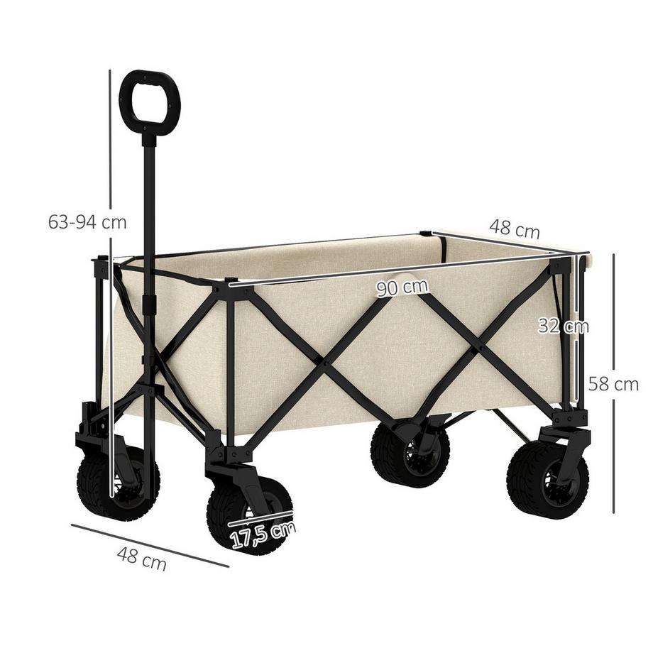 Northio Gartenwagen 100 kg belastbar, klappbar Transportwagen mit herausnehmbare Plane, Griff, Rädern, Bollerwagen Handwagen Gartenkarre 138 Liter, Gerätewagen für Haus, Garten Beige Aosom  