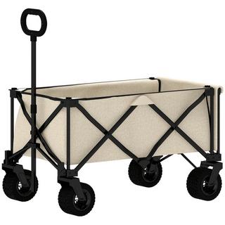 Northio Carrello da giardino con portata 100 kg, carrello da trasporto pieghevole con telone rimovibile, maniglia, ruote, carretto da giardino con carretto da 138 litri, carrello per attrezzature per la casa, giardino beige  