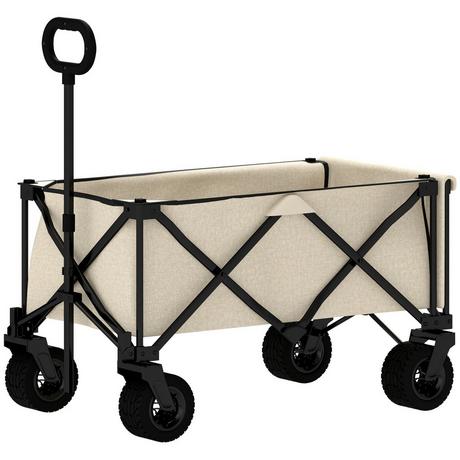 Northio Carrello da giardino con portata 100 kg, carrello da trasporto pieghevole con telone rimovibile, maniglia, ruote, carretto da giardino con carretto da 138 litri, carrello per attrezzature per la casa, giardino beige  