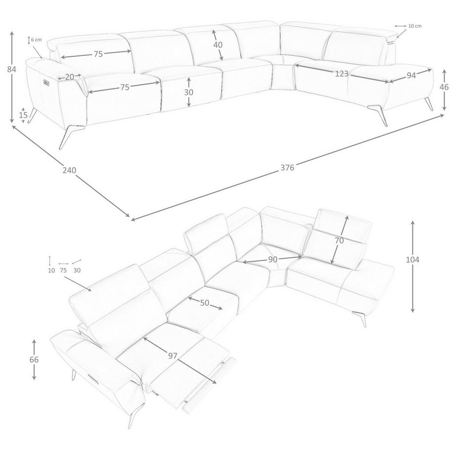 ANGEL CERDA Modulares Relax-Chaiselongue-Sofa rechts aus Leder  
