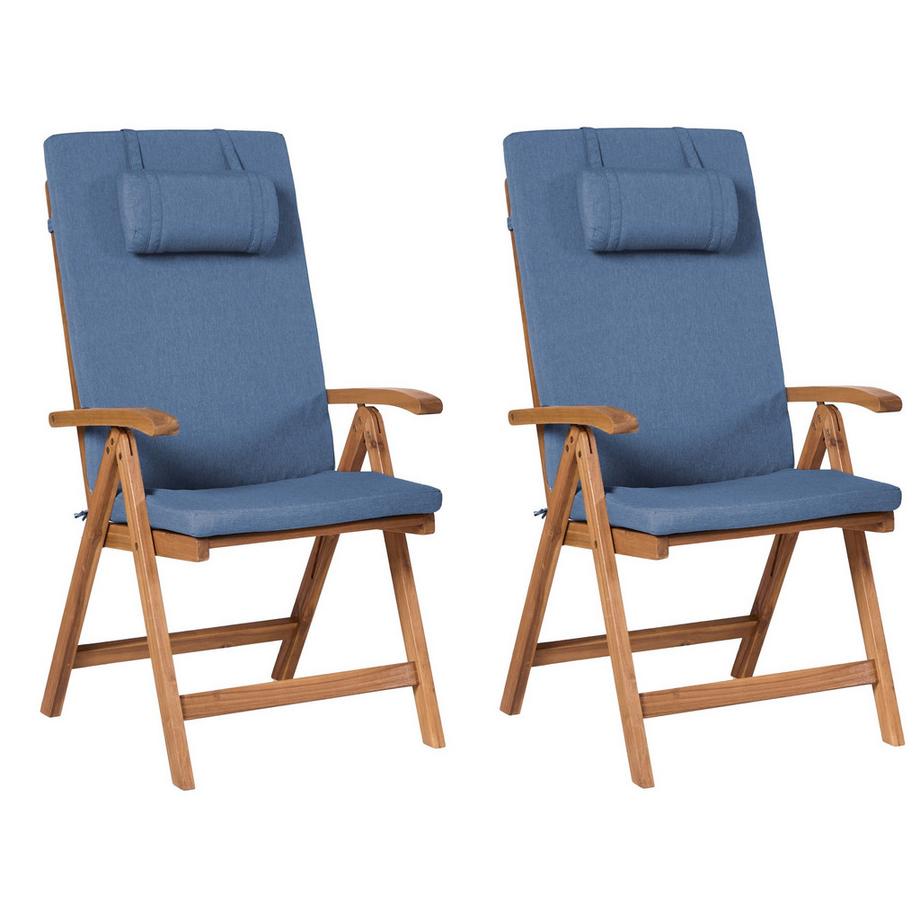 Set mit 2 Stühlen und Sitzkissen aus Akazienholz Mediterran JAVA PREMIUM