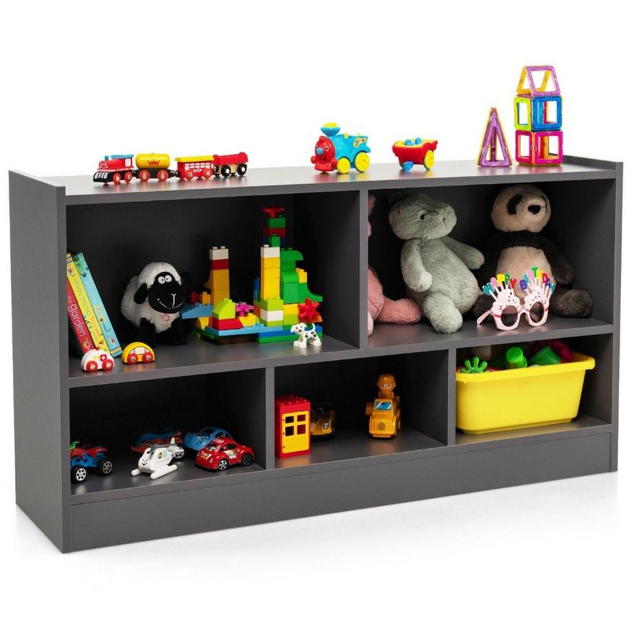 B2X Armoire à jouets pour enfants en bois, étagère pour enfants, bibliothèque, 111 x 30 x 61,5 cm, gris  