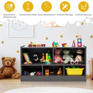 B2X Kinder Spielzeugschrank aus Holz Kinderregal Bücherregal 111 x 30 x 61,5 cm Grau  