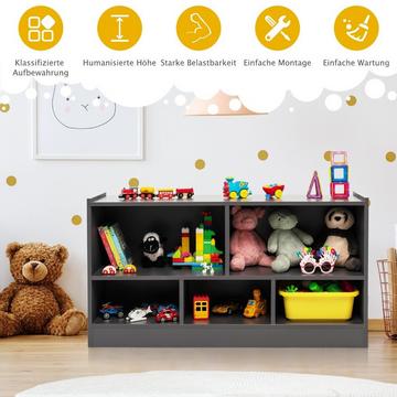 Kinder Spielzeugschrank aus Holz Kinderregal Bücherregal 111 x 30 x 61,5 cm Grau