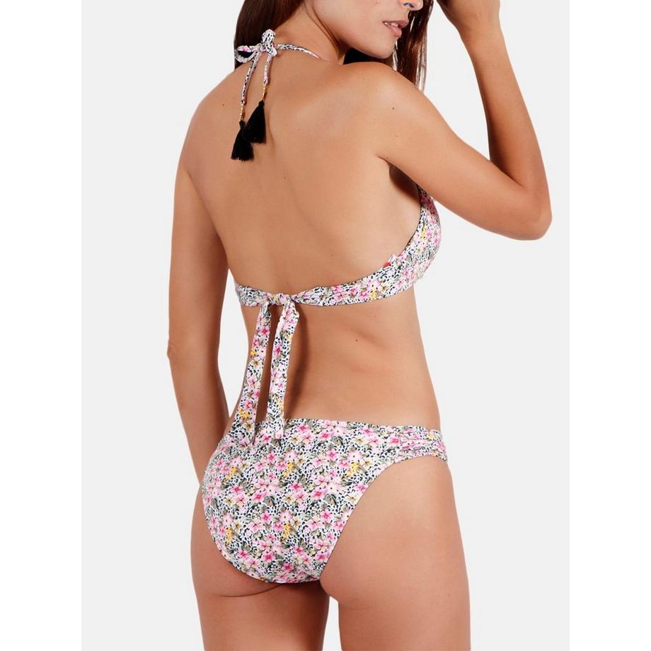 Admas Set Bikini 2 Pezzi Push-Up Schiena Scoperta Skin Pink Flowers  