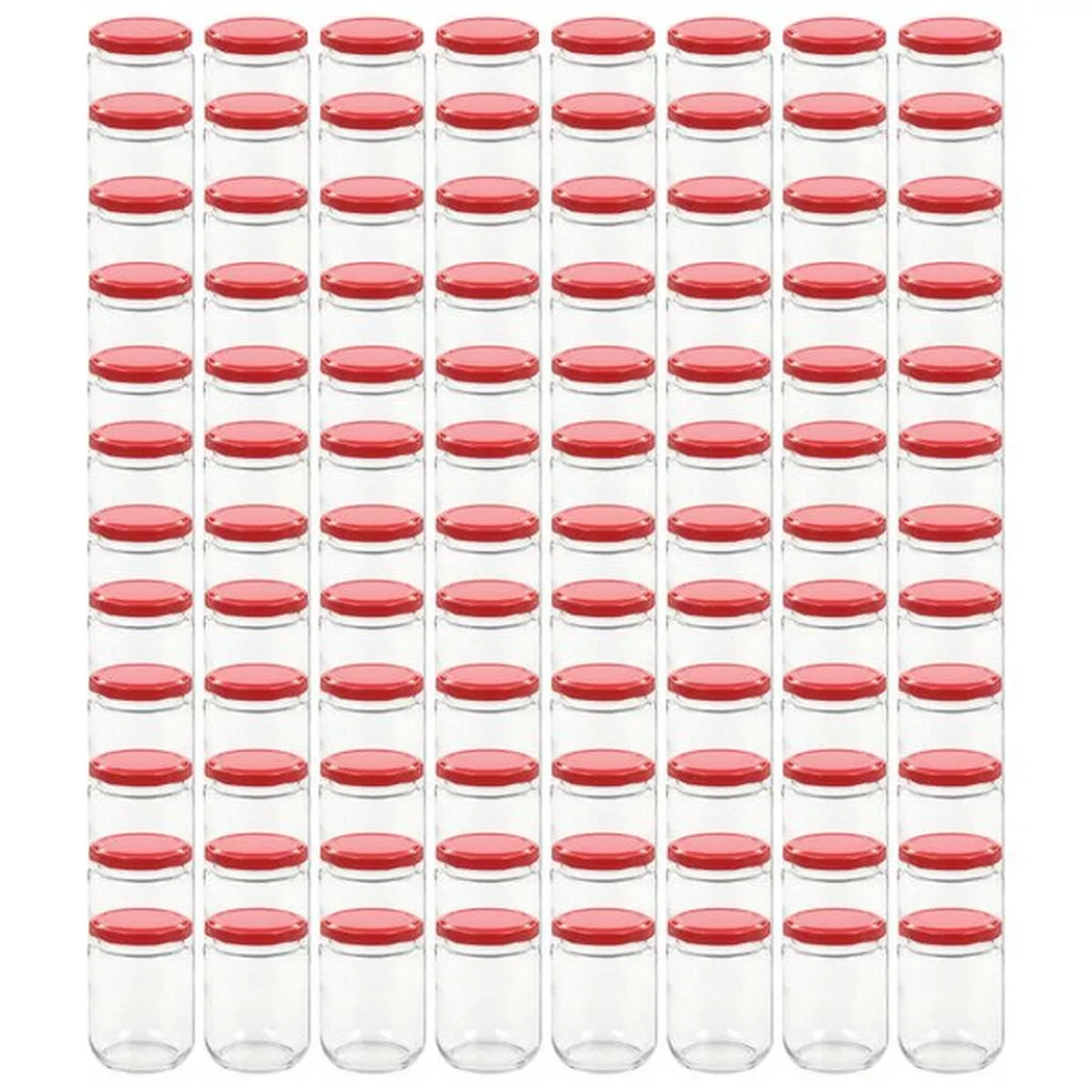 VidaXL - Pots à confiture couvercles 96 pcs verre verre, One Size, Rouge Bariolé
