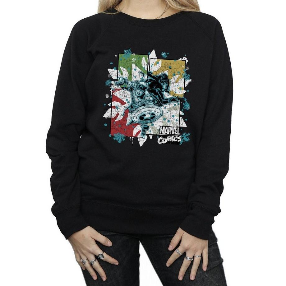MARVEL Comics Captain America Black Widow Bedrucktes Sweatshirt  