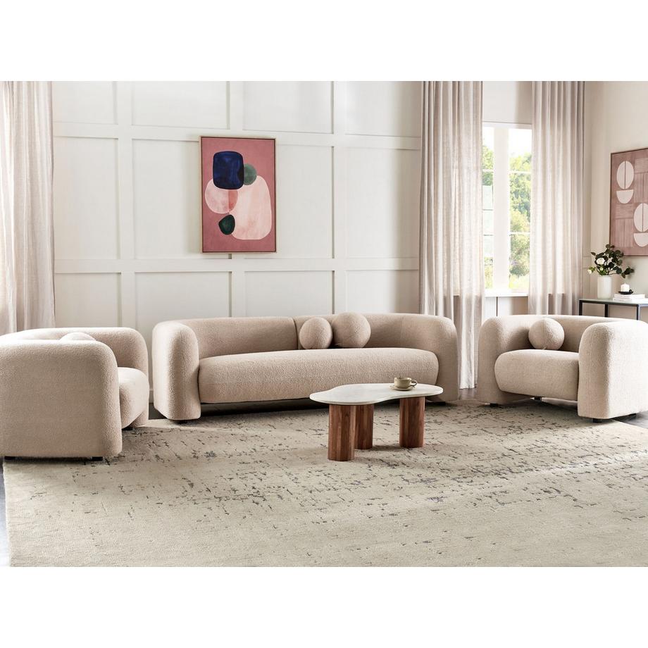 Beliani 5-Sitzer-Wohnzimmer Set aus Bouclé Retro LEIREN  