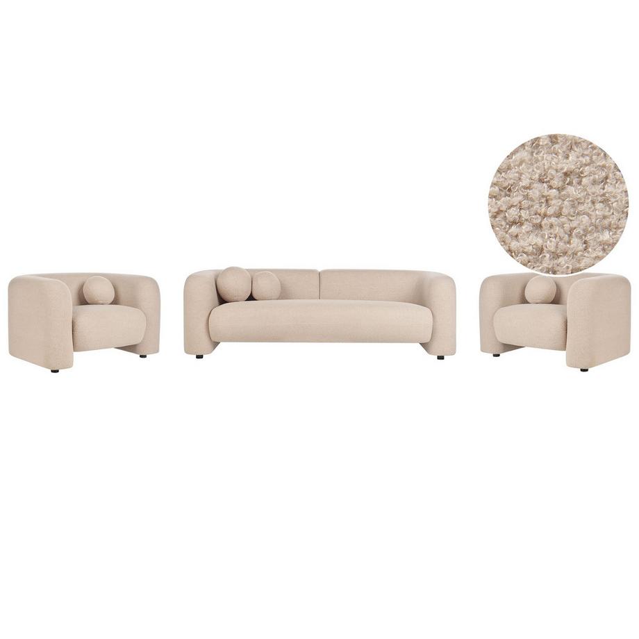 Beliani 5-Sitzer-Wohnzimmer Set aus Bouclé Retro LEIREN  