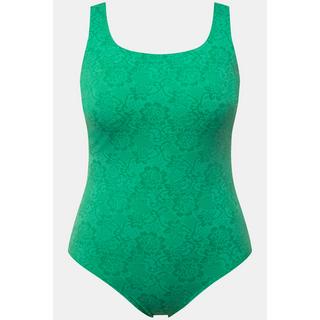 Ulla Popken  Maillot de bain à bonnets souples, tissu texturé imprimé baroque, matière recyclée 