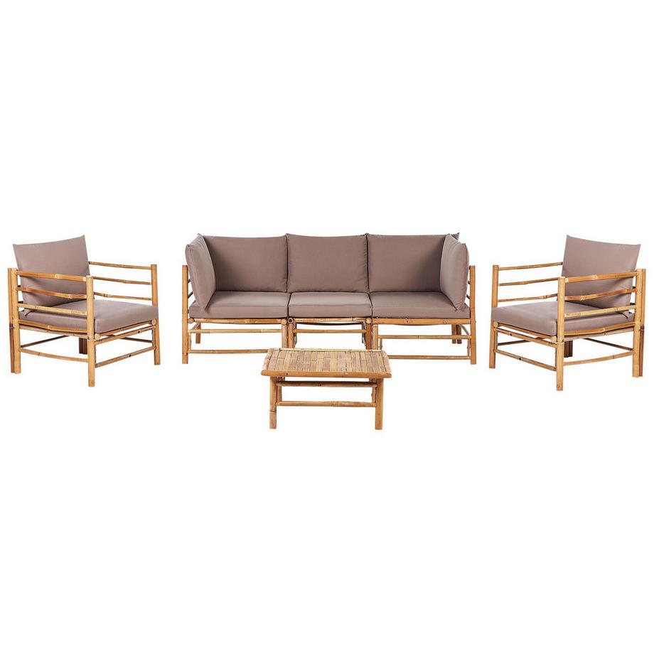 Lounge Set mit Tisch aus Bambusholz Boho CERRETO