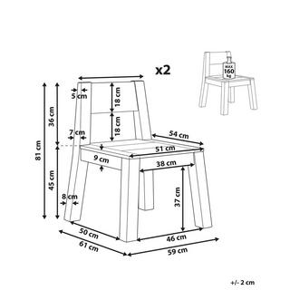 Beliani Gartenstuhl 2er Set aus Akazienholz Klassisch LIVORNO  
