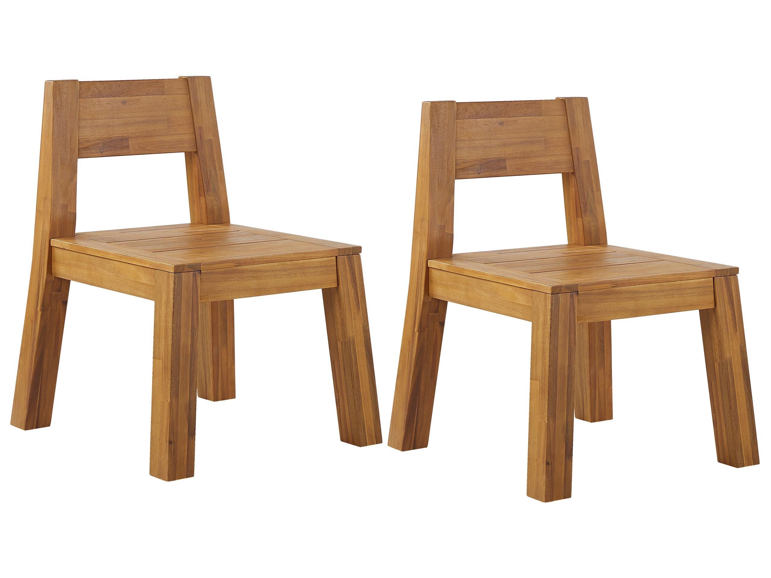 Beliani Set mit 2 Stühlen aus Akazienholz Klassisch LIVORNO  
