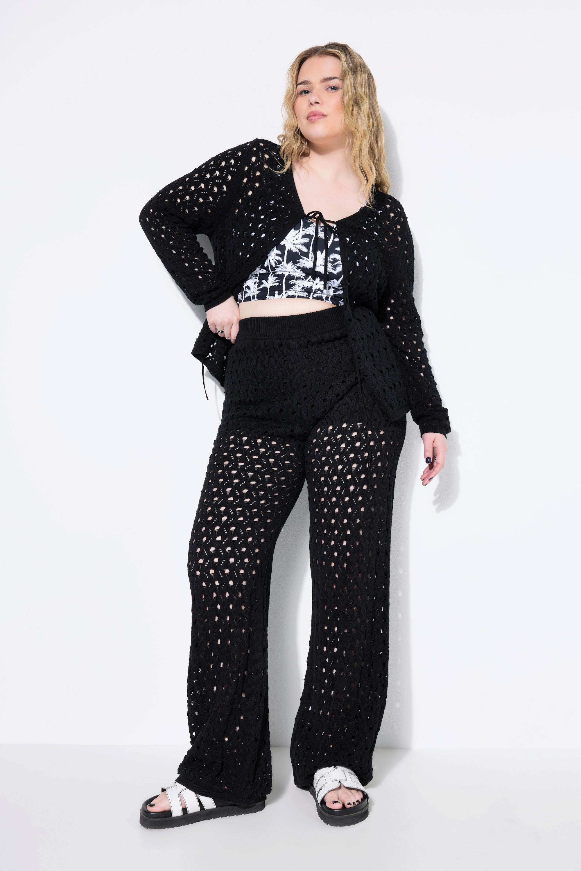 Studio Untold Pantalon Jambe Droite Maille Ajourée  