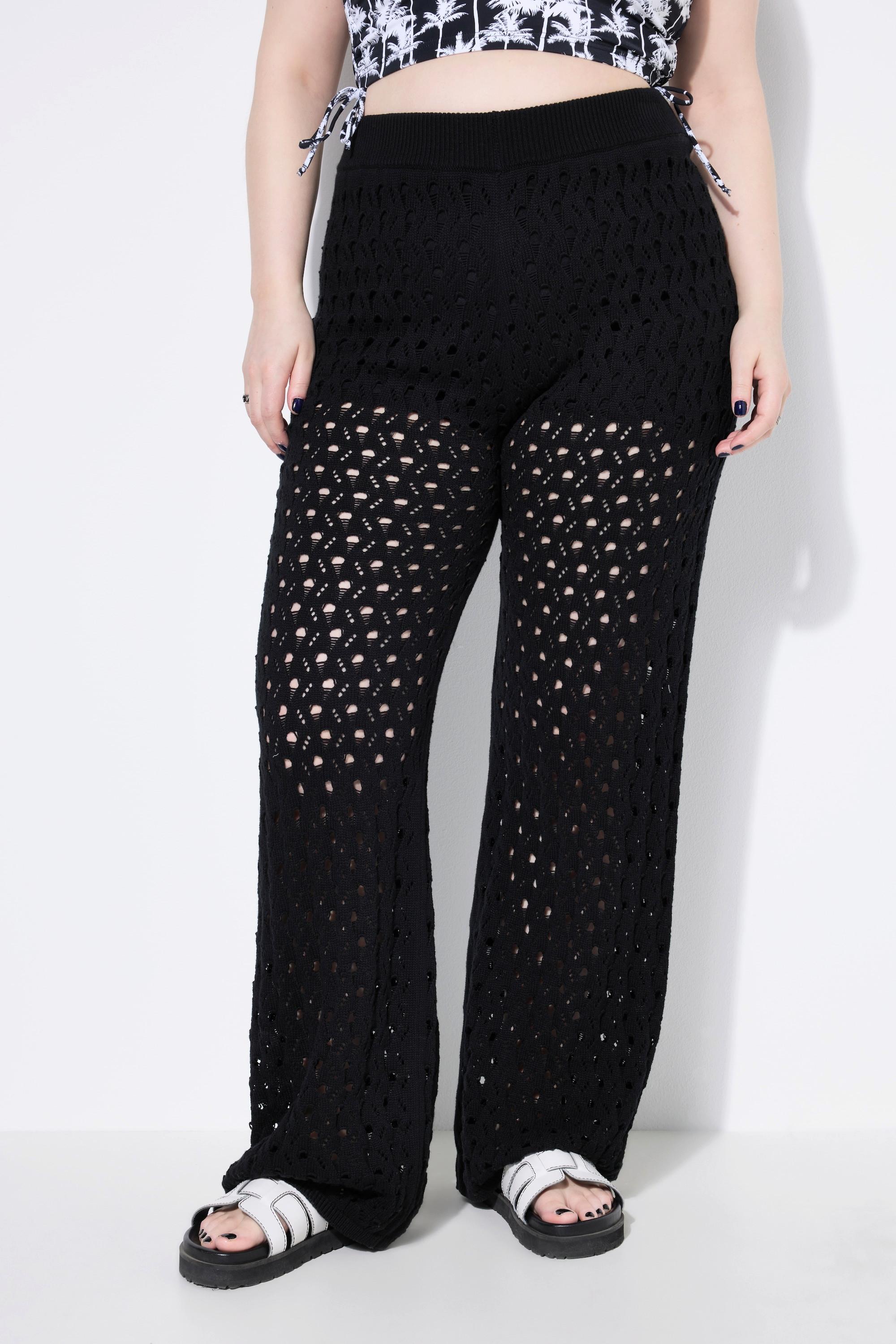 Studio Untold Pantalon Jambe Droite Maille Ajourée  