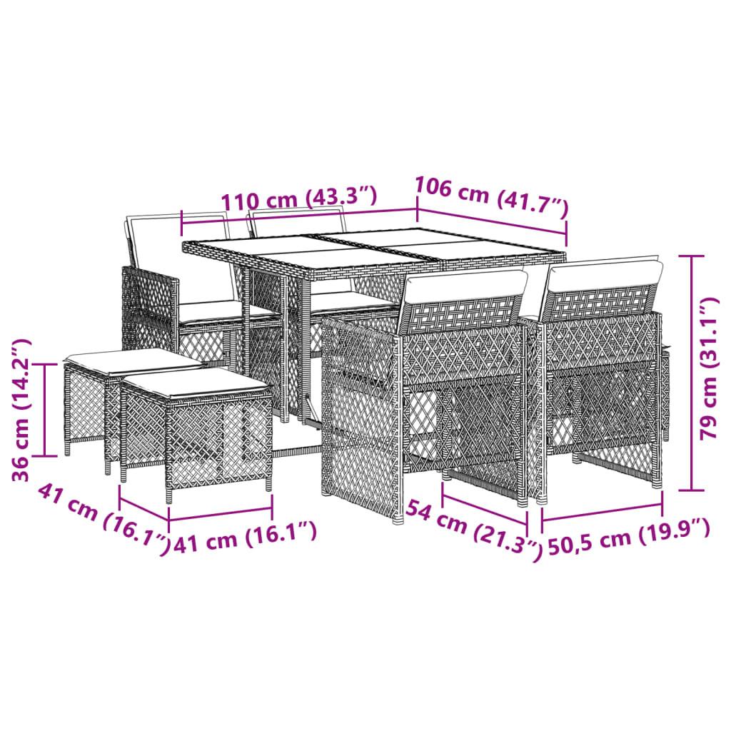 VidaXL set da pranzo da giardino Polirattan  