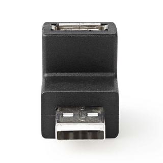 Nedis  Adaptateur USB-A | USB 2.0 | USB-A mâle | USB-A femelle | 480 Mbps | Rond | Nickelé | PVC | Noir | Boîte 