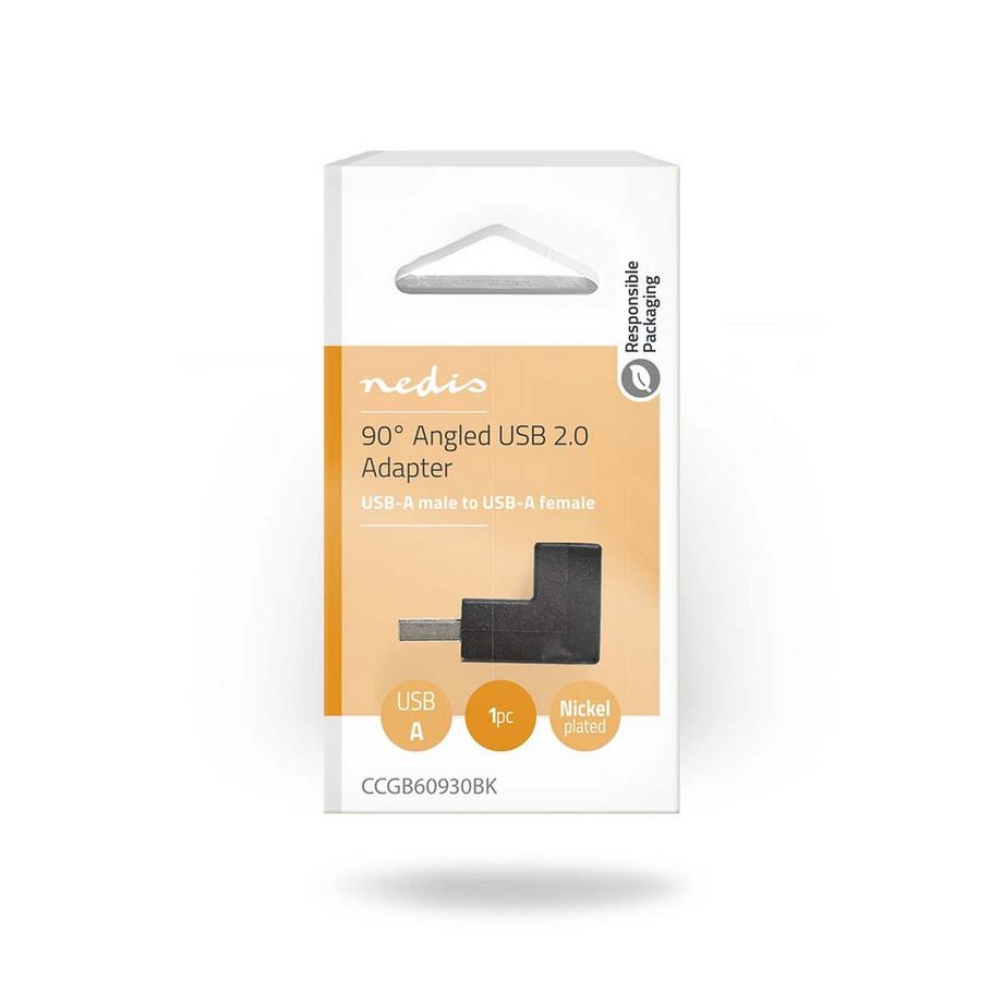 Nedis  USB-A Adapter | USB 2.0 | USB-A Stecker | USB-A Buchse | 480 Mbps | Rund | Vernickelt | PVC | Schwarz | Box 